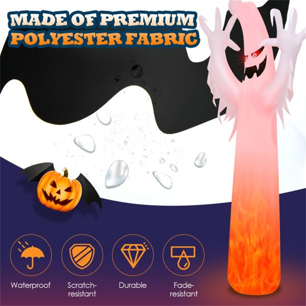 12FT Halloween Inflatable Ghost with Flame Light - Monsta Online