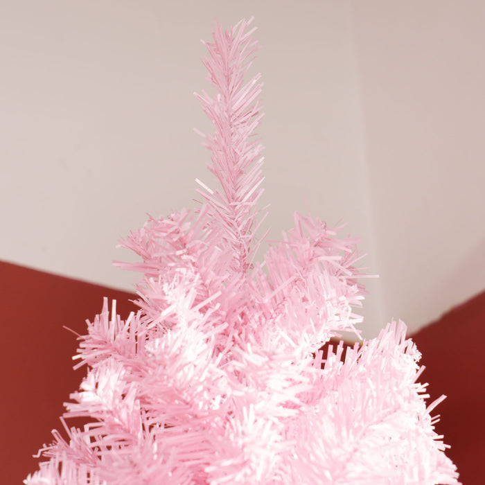 8FT Pink Pencil Artificial Christmas Tree — 1168 Douglas Fir Tips, Unlit, Auto - Open, Slim, Steel Base - Monsta Online