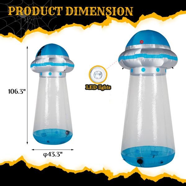 8.8FT Halloween Inflatable UFO with Built - in LED Lights and Stand Inside Design - Monsta Online