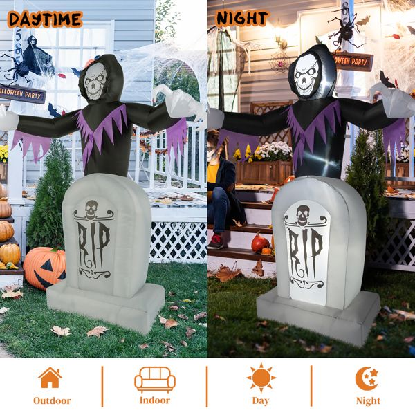 6FT Halloween Inflatable Grim Reaper with Grave and LED Lights - Monsta Online