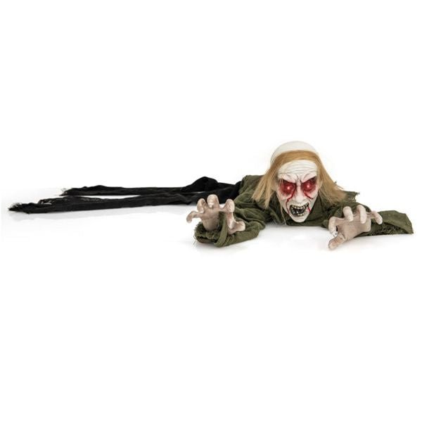 5.2ft Groundbreaker Halloween Animatronic Zombie – Sound Activated Crawling with Spooky Sounds - Monsta Online