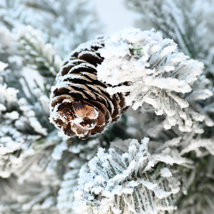 4.5FT Pre - Lit Snow Flocked Potted Christmas Tree — 150 Lights, Small Artificial Tree - Monsta Online