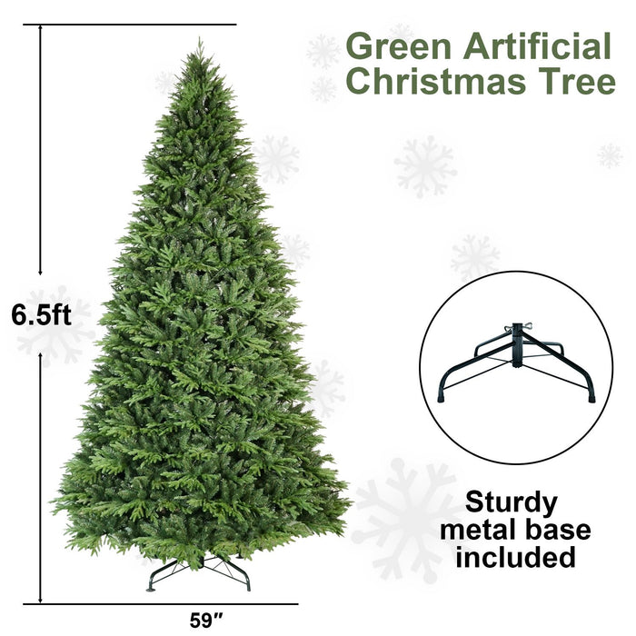 6.5FT Unlit Artificial Christmas Tree — 2356 PE/PVC Tips, Full Realistic, Foldable Metal Base - Monsta Online