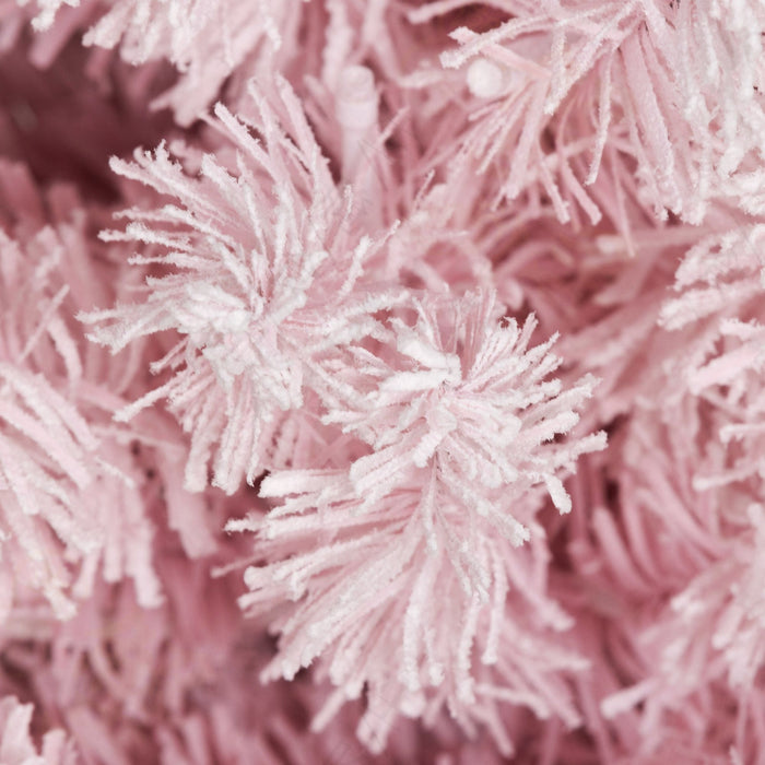 7FT Pre - Lit Pink Pencil Artificial Christmas Tree — 210 Warm White LED Lights, 499 Tips, Slim, Steel Base - Monsta Online