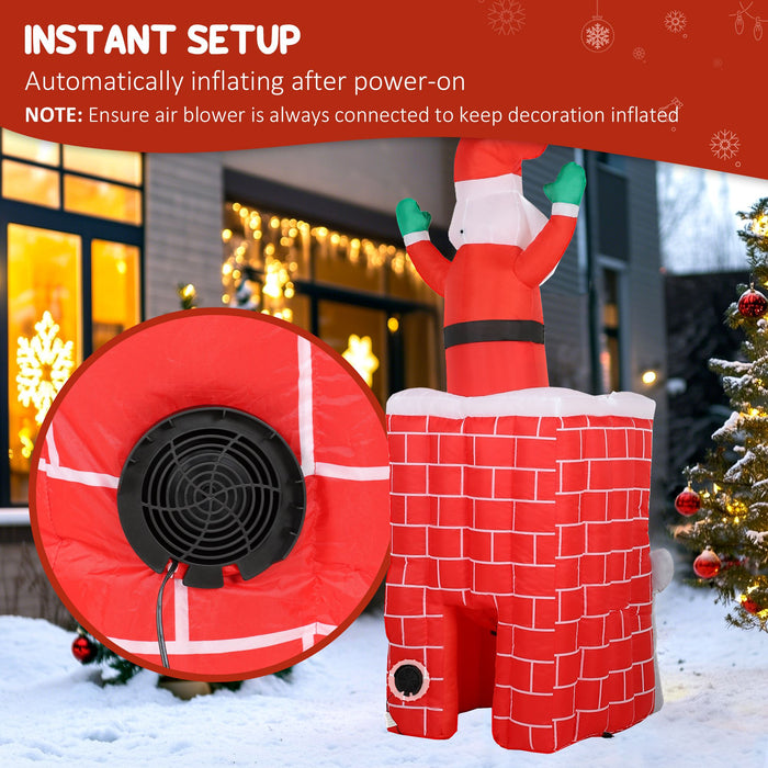 7FT Prelit Animated Inflatable Santa in Chimney Moving Up & Down with LED Lights - Outdoor Christmas Decoration - Monsta Online