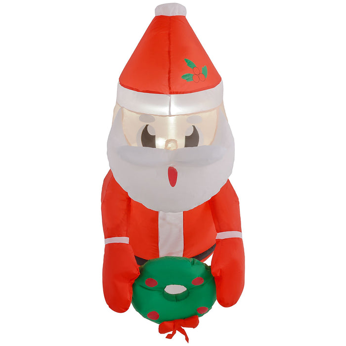 3FT Prelit Hanging Inflatable Santa with Wreath and LED Lights - Outdoor Christmas Window Decoration - Monsta Online