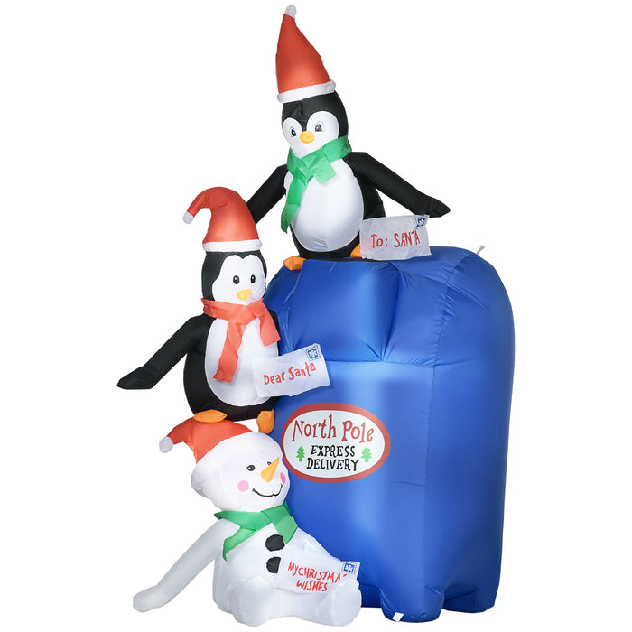 6FT Prelit Inflatable North Pole Mailbox with Penguins & Snowman and LED Lights - Outdoor Christmas Decoration - Monsta Online