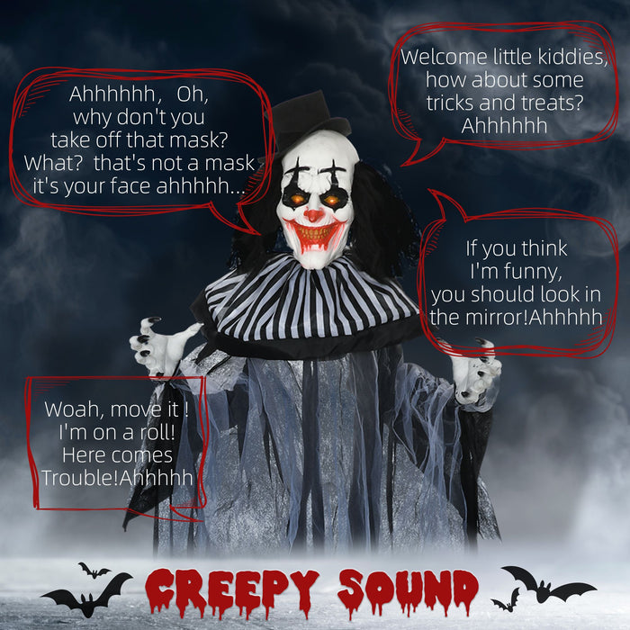 6ft Sound Activated Halloween Animatronic Clown – Shaking Body, Creepy Sounds and Glowing Red Eyes - Monsta Online