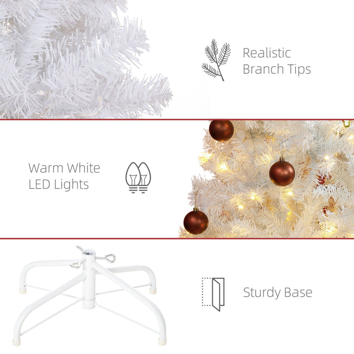 7.5FT White Pre - Lit Artificial Christmas Tree — 500 Warm White LED Lights, 1346 Tips, Hinged, Metal Base - Monsta Online