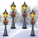 4.7" LED Christmas Lamp Post Village Accessories with Wreath - Set of 4 Miniature Street Lights - Monsta Online