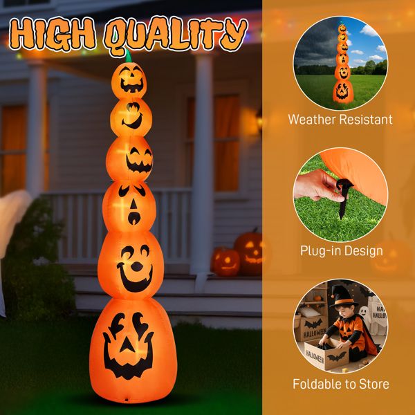 9FT Halloween Inflatable Stacked Pumpkins with LED Lights - Monsta Online