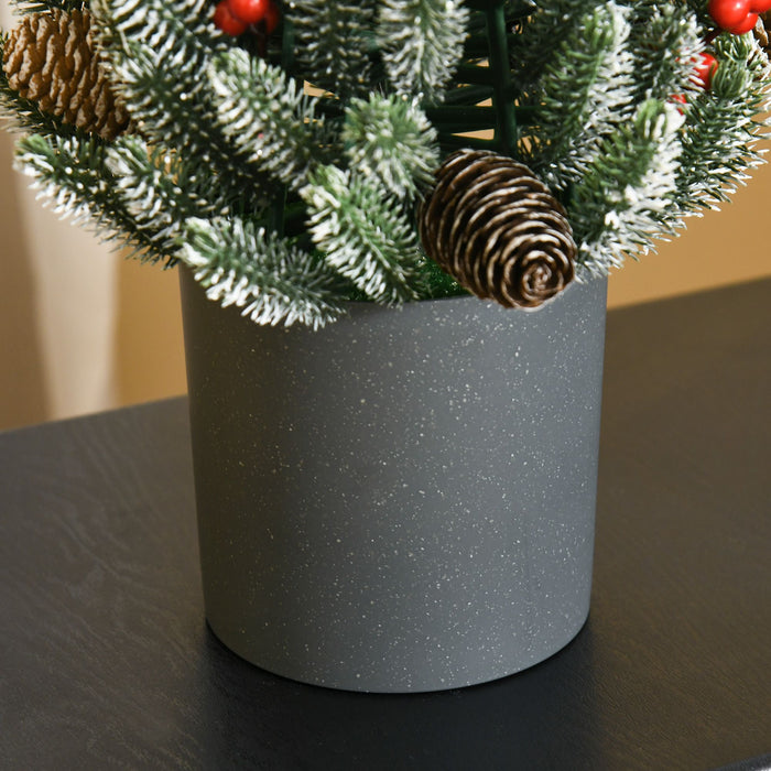 1.5FT Tabletop Snow Flocked Artificial Christmas Tree — 170 Tips, Red Berries, Pine Cones, No Assembly - Monsta Online