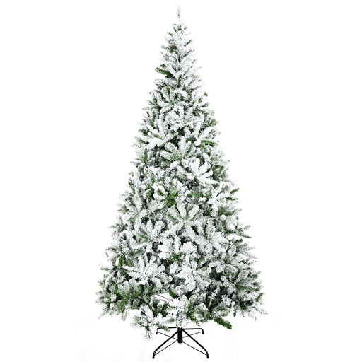 9FT Flocked Artificial Christmas Tree — 1890 Snow Tips, Unlit, Auto - Open, Full Shape, Steel Base - Monsta Online