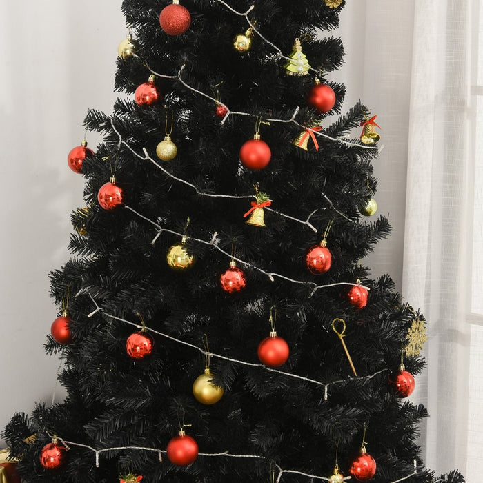 7FT Black Pencil Artificial Christmas Tree — 1346 Tips, Unlit, Auto - Open, Slim Space - Saving, Metal Base - Monsta Online