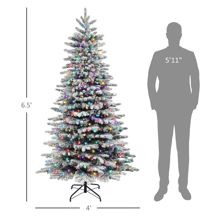 6.5FT Snow Flocked Pre - Lit Artificial Christmas Tree — 400 Dual - Color LEDs, 11 Modes, 990 Tips, Remote - Monsta Online