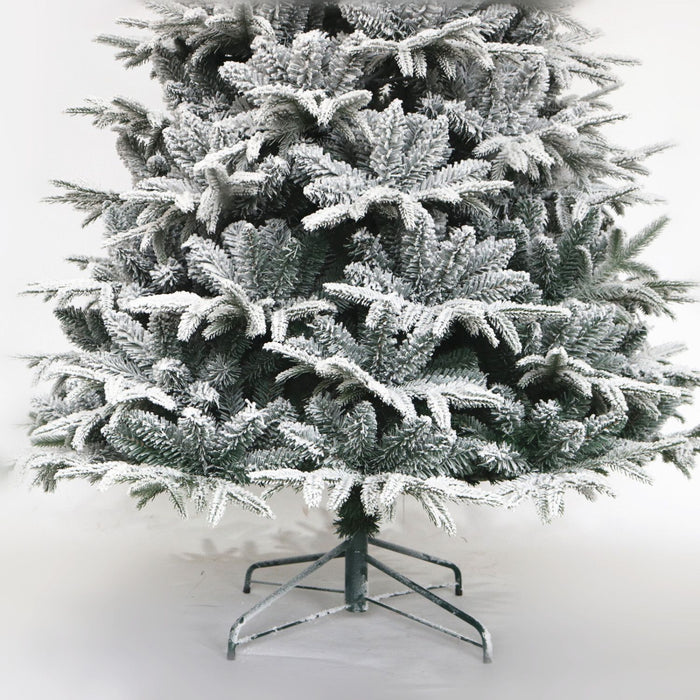 7FT Snow Flocked Artificial Christmas Tree — 1100 Tips, Hinged, Unlit, Metal Stand - Monsta Online