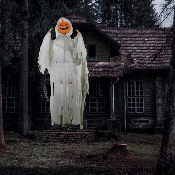 4ft Animatronic Halloween Pumpkin Ghost – Sound Activated with Red Glowing Eyes and Creepy Howling Sounds - Monsta Online