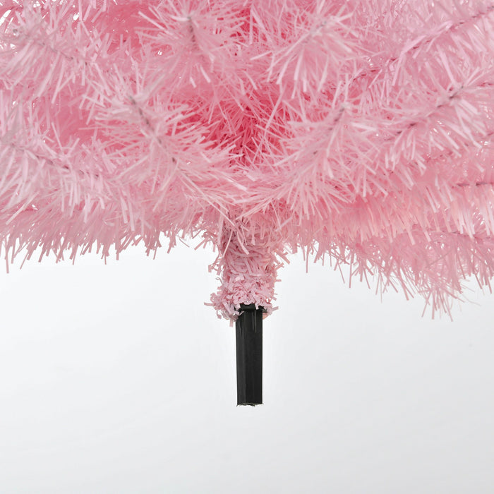 7FT Pink Pencil Artificial Christmas Tree — 818 Tips, Unlit, Auto - Open Hinged, Space - Saving, Steel Base - Monsta Online