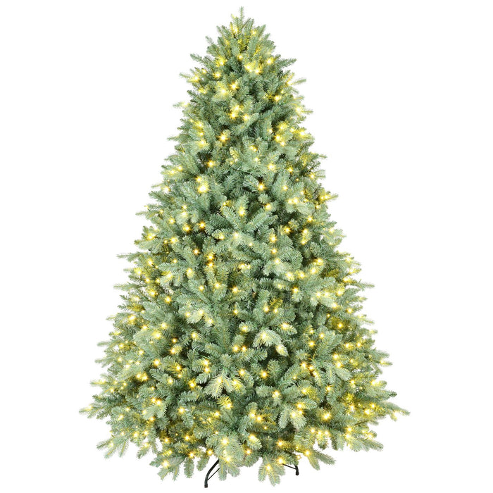 5FT Pre - Lit Blue - Green Artificial Christmas Tree — 300 Warm LED, 1194 Tips, Hinged, Metal Stand - Monsta Online
