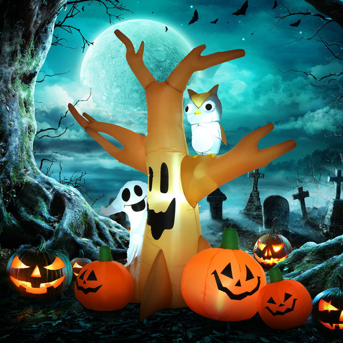 7.5ft Inflatable Halloween Haunted Tree with Owl, Ghost and Pumpkins - Monsta Online