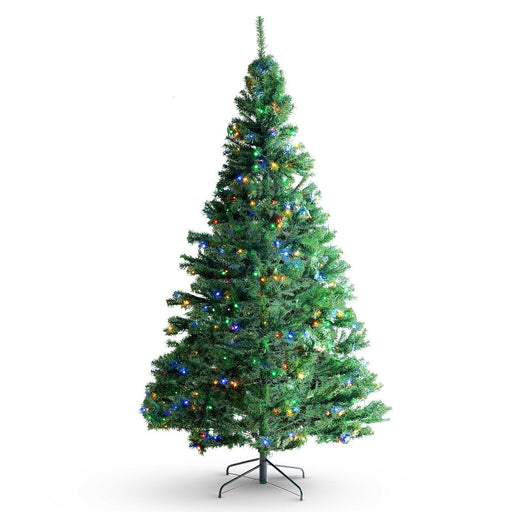 6.5FT Pre - Lit Artificial Christmas Tree — 1227 Tips, 450 Multi - Color LEDs, Metal Base - Monsta Online