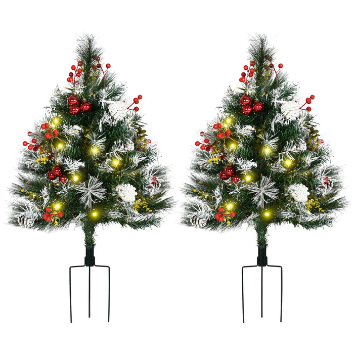 2FT Pre - Lit Artificial Christmas Tree 2 - Pack — 24 LED Lights, Berries, Pinecones, Cordless, Outdoor/Indoor - Monsta Online