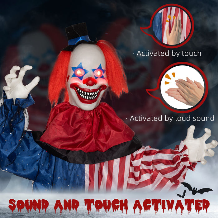 6ft Sound Activated Halloween Animatronic Hanging Clown – Glowing Eyes, Talking Phrases and Creepy Movements - Monsta Online
