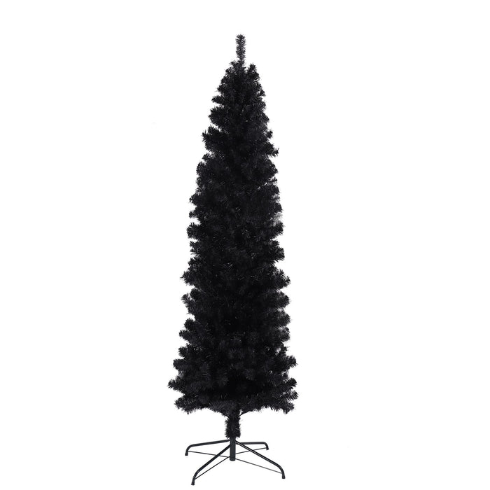 7.5FT Black Pencil Artificial Christmas Tree — 1000 Tips, Slim Space - Saving, Foldable Metal Stand - Monsta Online