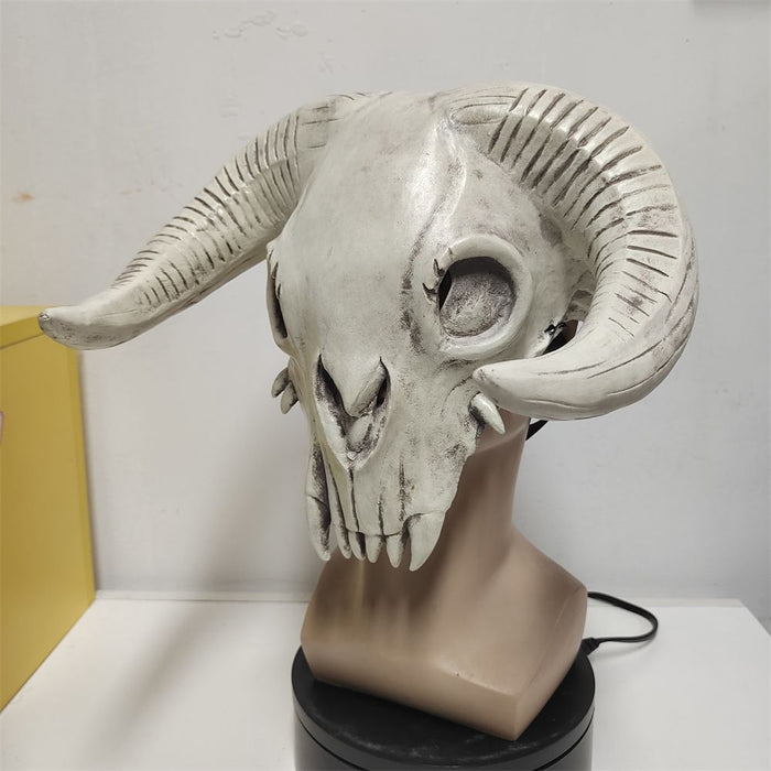 Halloween Cow Skull Horn Mask – Scary Animal Head Latex Costume Prop - Monsta Online