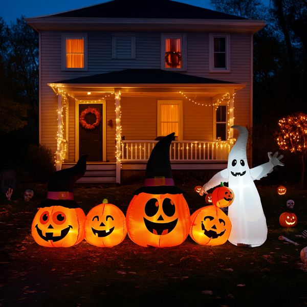 8FT Halloween Inflatable Pumpkins with Ghost – Lighted Blow Up Yard Decoration - Monsta Online