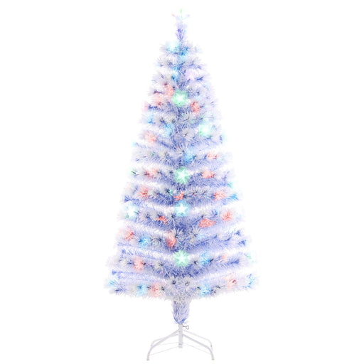 5FT Pre - Lit White Fiber Optic Artificial Christmas Tree — LED Lights, 180 Tips, Star Topper, Metal Base - Monsta Online
