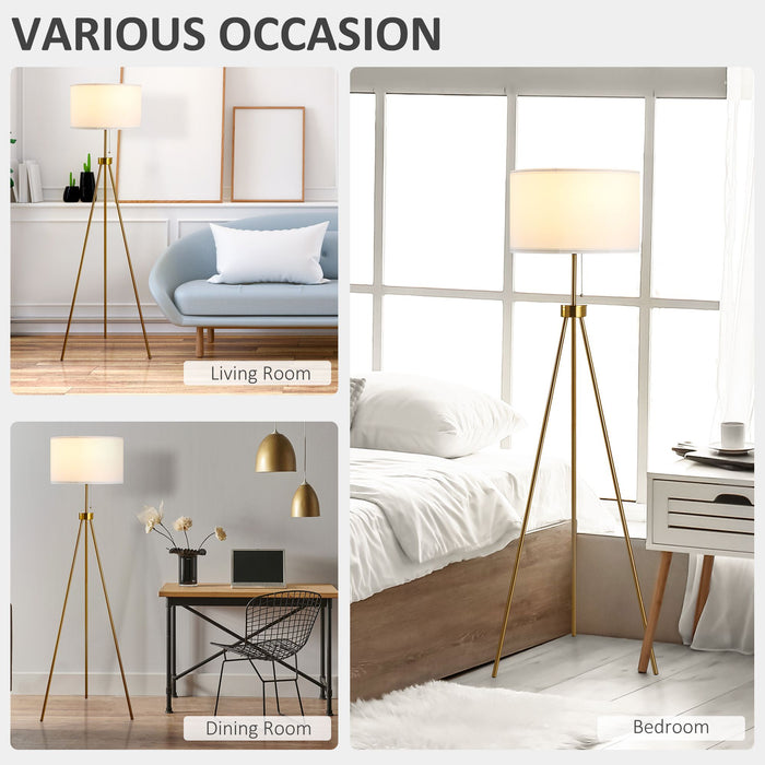 Modern Gold Tripod Floor Lamp with Fabric Shade for Stylish Living Rooms - Monsta Online