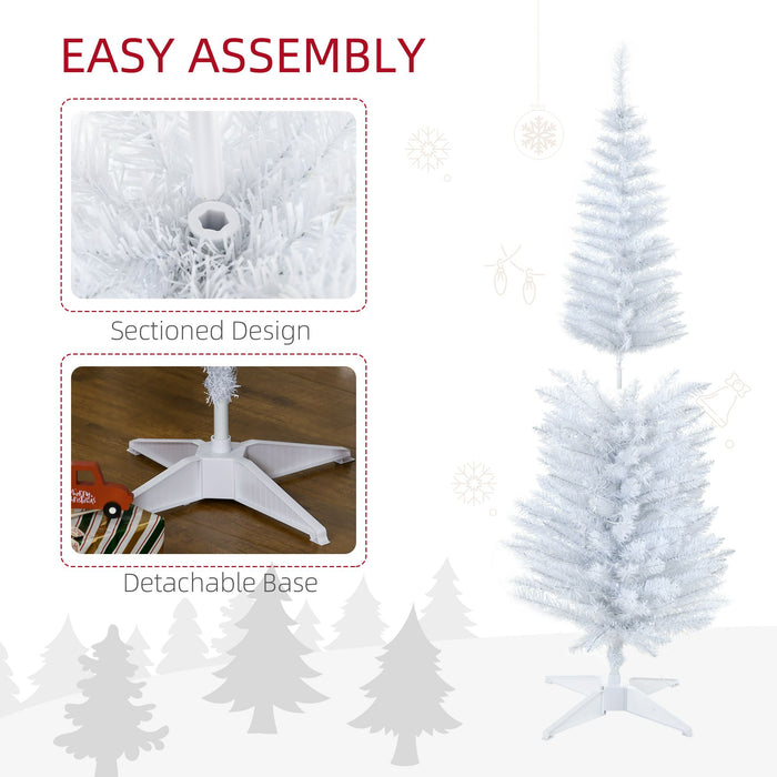 5FT White Pencil Pre - Lit Artificial Christmas Tree — 110 Warm White LEDs, 294 Tips, Slim Space - Saving - Monsta Online
