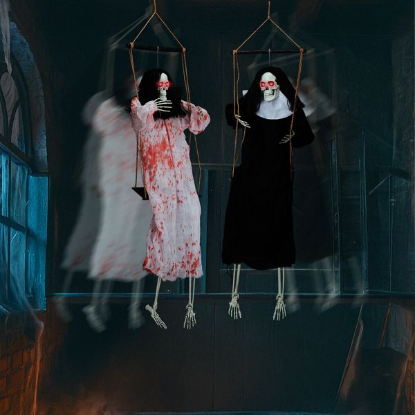 3ft Sound - Activated Hanging Halloween Ghosts with Light - Up Eyes and Screaming Sound - Monsta Online
