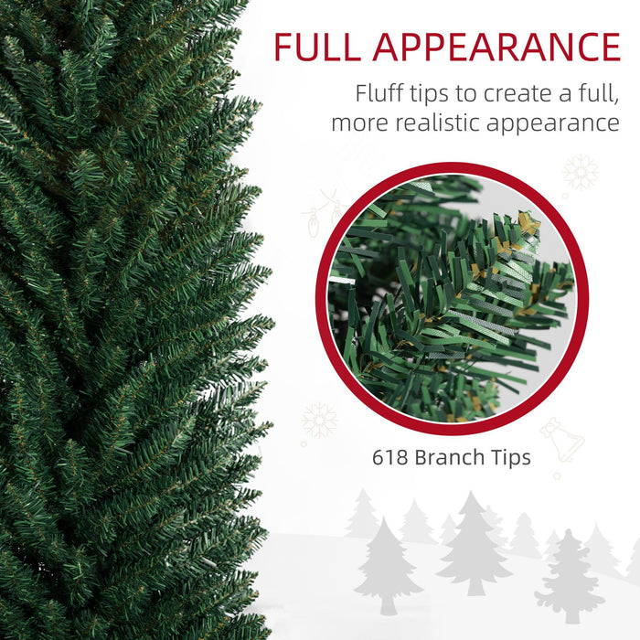 8FT Pencil Artificial Christmas Tree — 618 Tips, Unlit, Slim Space - Saving, Realistic, Plastic Base - Monsta Online