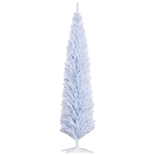 8FT White Pencil Artificial Christmas Tree — 618 Tips, Slim Space - Saving, Plastic Stand, Unlit - Monsta Online