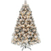 6.5FT Snow Flocked Pre - Lit Artificial Christmas Tree — 350 Warm White Clear Lights, 1107 Tips, UL Listed - Monsta Online