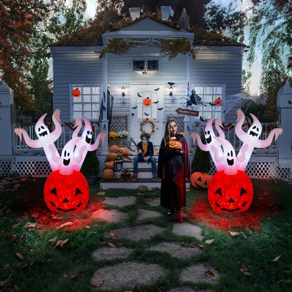 5.9FT Halloween Inflatable Pumpkin Ghost with LED Lights - Monsta Online