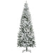 9FT Snow Flocked Pencil Artificial Christmas Tree — 1084 Tips, Unlit, Auto - Open, Green White, Steel Base - Monsta Online