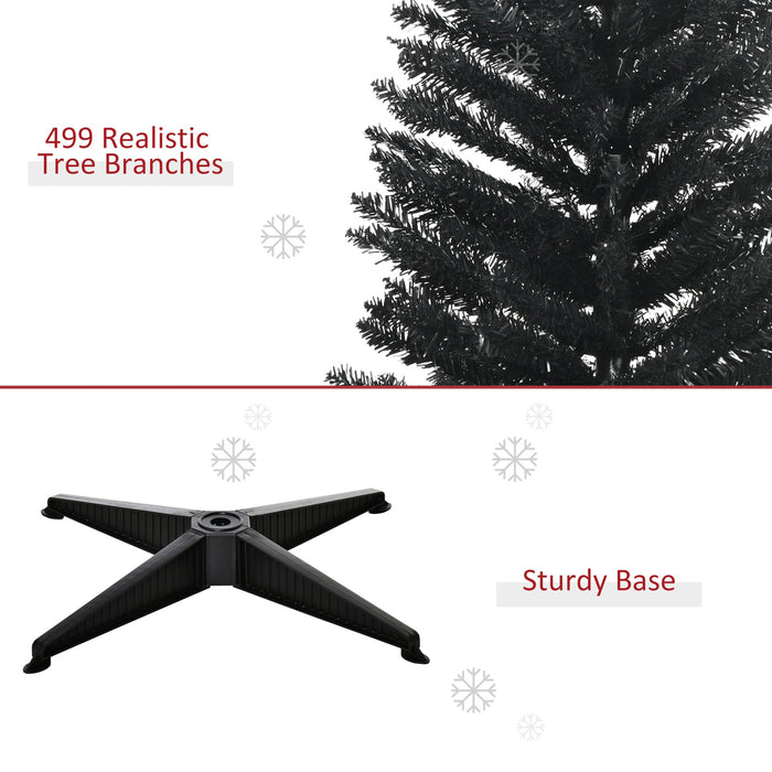 7FT Black Pencil Artificial Christmas Tree — 499 Tips, Unlit, Slim Space - Saving, Plastic Stand - Monsta Online