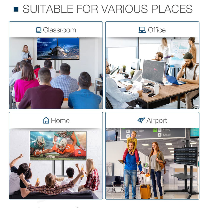 Heavy Duty Rolling TV Stand 55–85 Inch with Lockable Wheels and Adjustable Laptop Shelf - Monsta Online