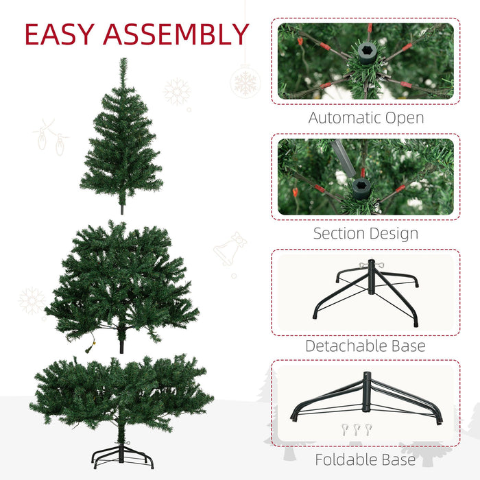 6FT Pre - Lit Artificial Christmas Tree — 250 Warm White LED Lights, 1000 Tips, Hinged, Metal Base - Monsta Online
