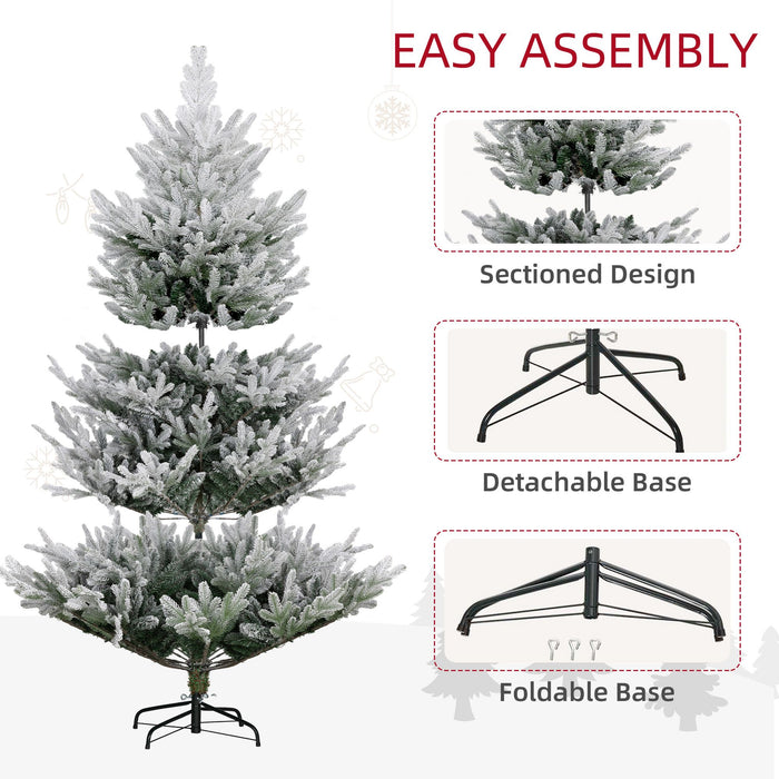 7.5FT Flocked Artificial Christmas Tree — 1218 Nordic Pine Tips, Unlit, Auto - Open, Hinged, Steel Base - Monsta Online