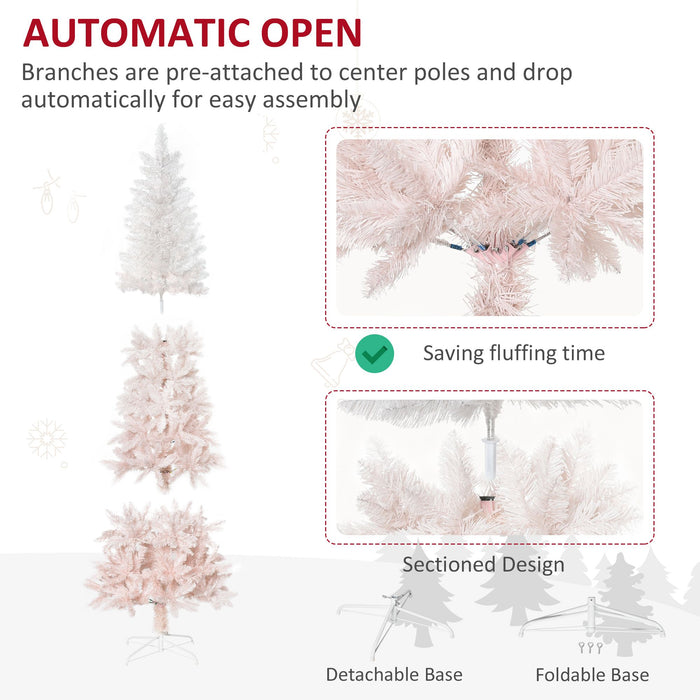 6FT Ombre Pink & White Pencil Artificial Christmas Tree — 406 Tips, Unlit, Auto - Open, Slim Space - Saving - Monsta Online