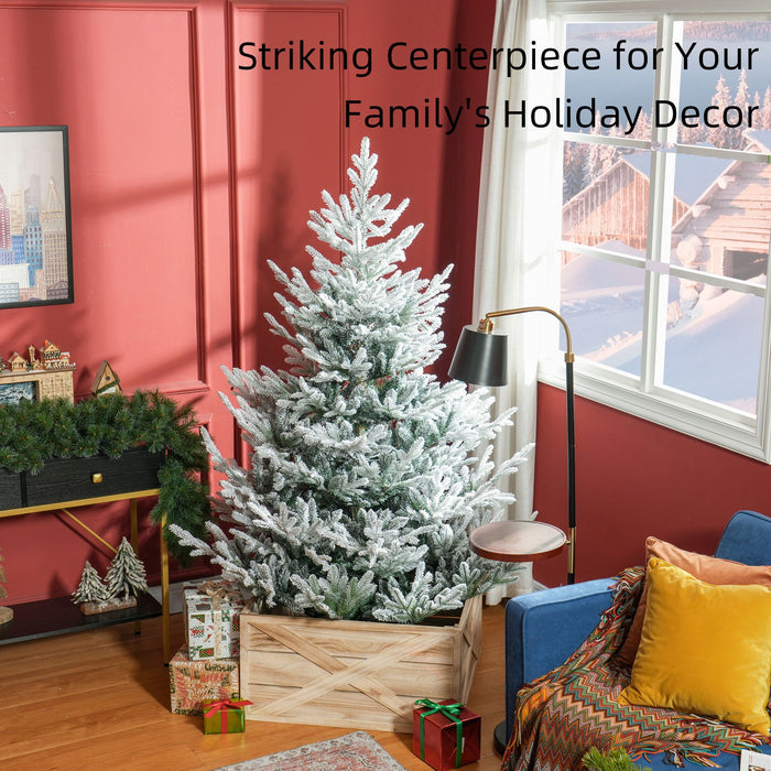 6FT Flocked Artificial Christmas Tree — 795 Tips, Auto - Open Hinged, Snow - Dipped, Steel Base - Monsta Online