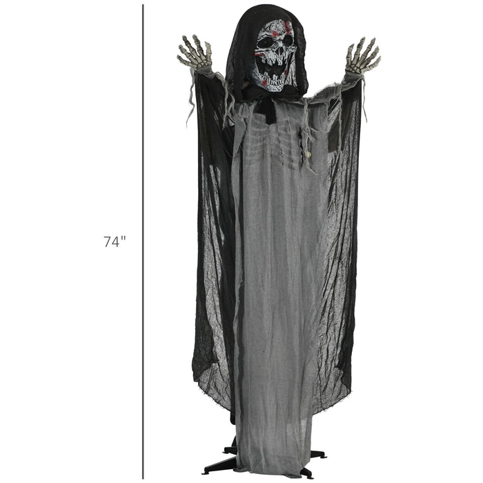 6ft Halloween Animatronic Skeleton Witch – Sound Activated with Light - Up Eyes, Glowing Chest and Creepy Chain Howls - Monsta Online