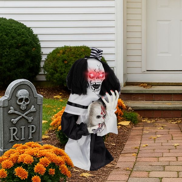 2.4ft Halloween Animatronic Clown – Sound - Activated Jumping with Creepy Sounds and Glowing Eyes - Monsta Online