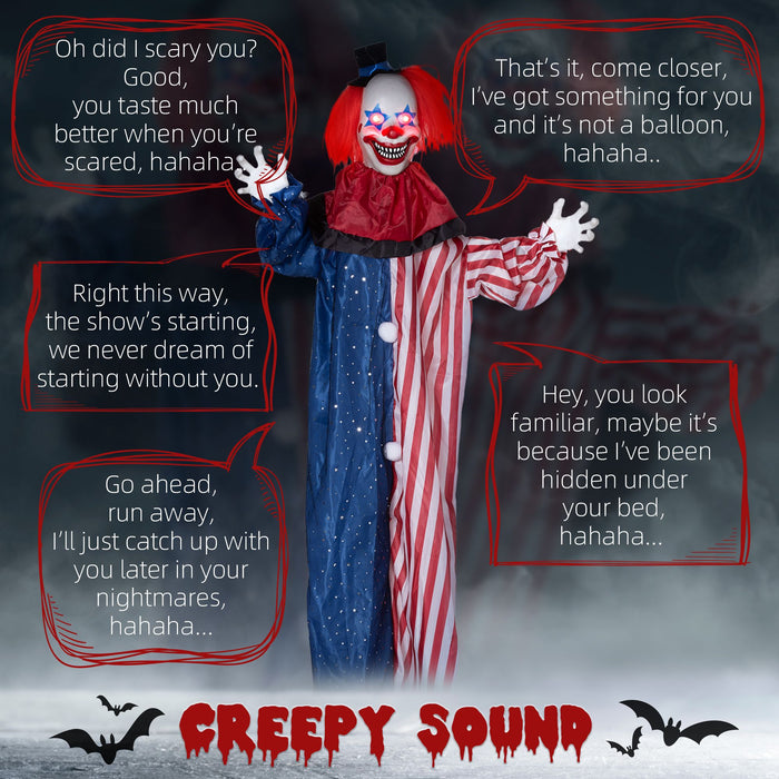 6ft Sound Activated Halloween Animatronic Hanging Clown – Glowing Eyes, Talking Phrases and Creepy Movements - Monsta Online