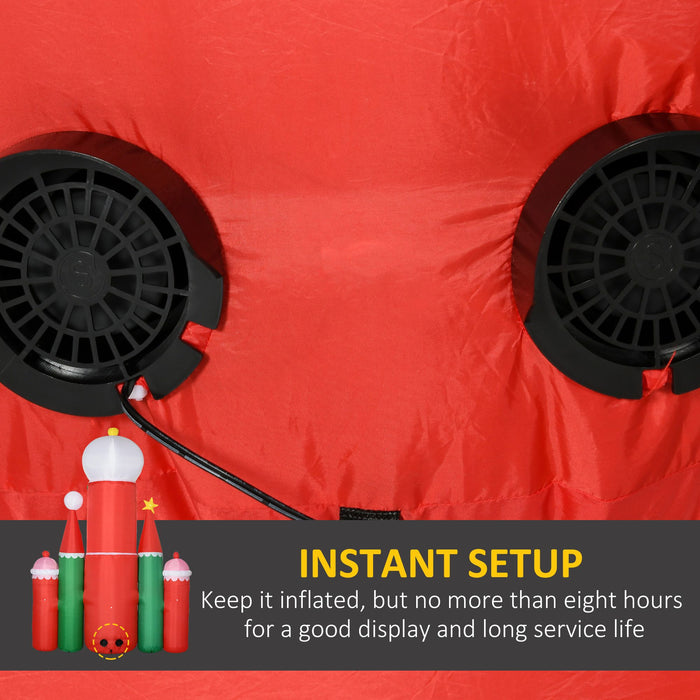 10FT Prelit Inflatable Candy Castle with Santa, Penguin & Reindeer with Flashing LED Lights - Outdoor Christmas Decoration - Monsta Online