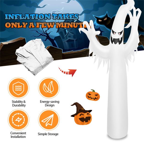 12FT Halloween Inflatable Ghost with Flame Light - Monsta Online